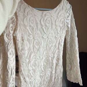 Fire Los Angeles Lace Long Sleeve Dress in Cream